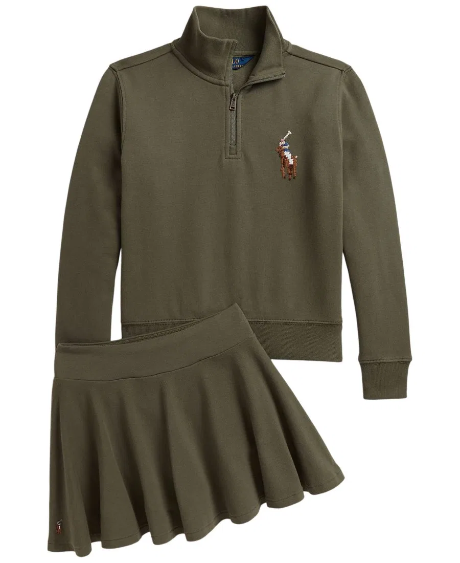Юбка-шорты из стрейч-сетки Polo Ralph Lauren, Cruise Olive — фото 4