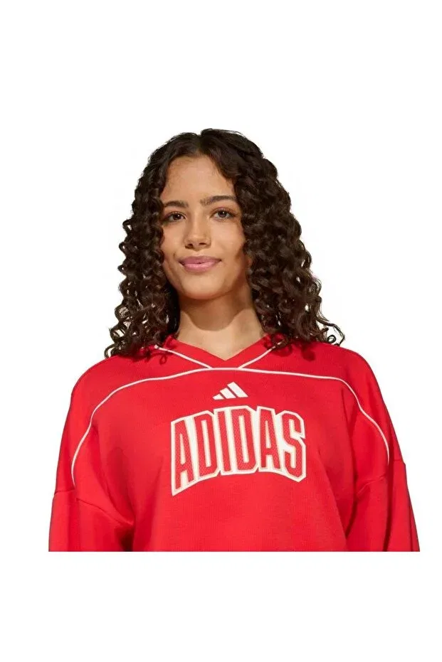 Детские спортивный свитшот для девочек с принтом Adidas, Purrub Owhite — фото 4