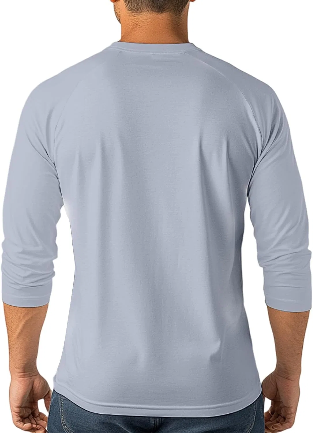 Мужская футболка поло свободного кроя с рукавом 3/4, Light Gray — фото 4
