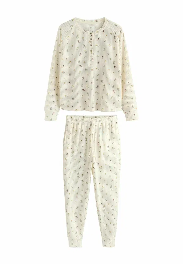 Пижамный комплект с цветочным принтом Long sleeve set Next cream floral, кремовый