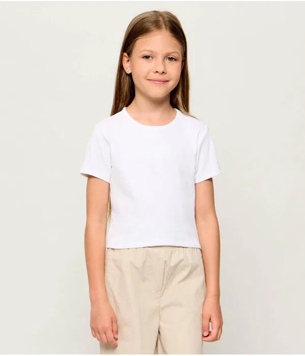 Детская футболка для девочек с принтом Cropped Fit Guess, белый