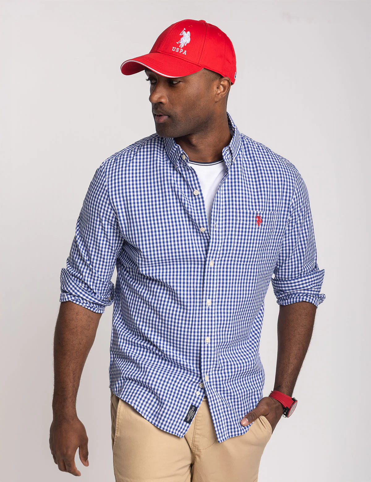 

Рубашка U.S. Polo Assn Long Sleeve Gingham Yarn Dye Poplin, синий