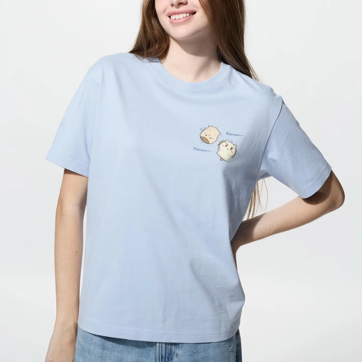 Женская футболка с принтом X Chiikawa синяя UNIQLO, Blue — фото 3