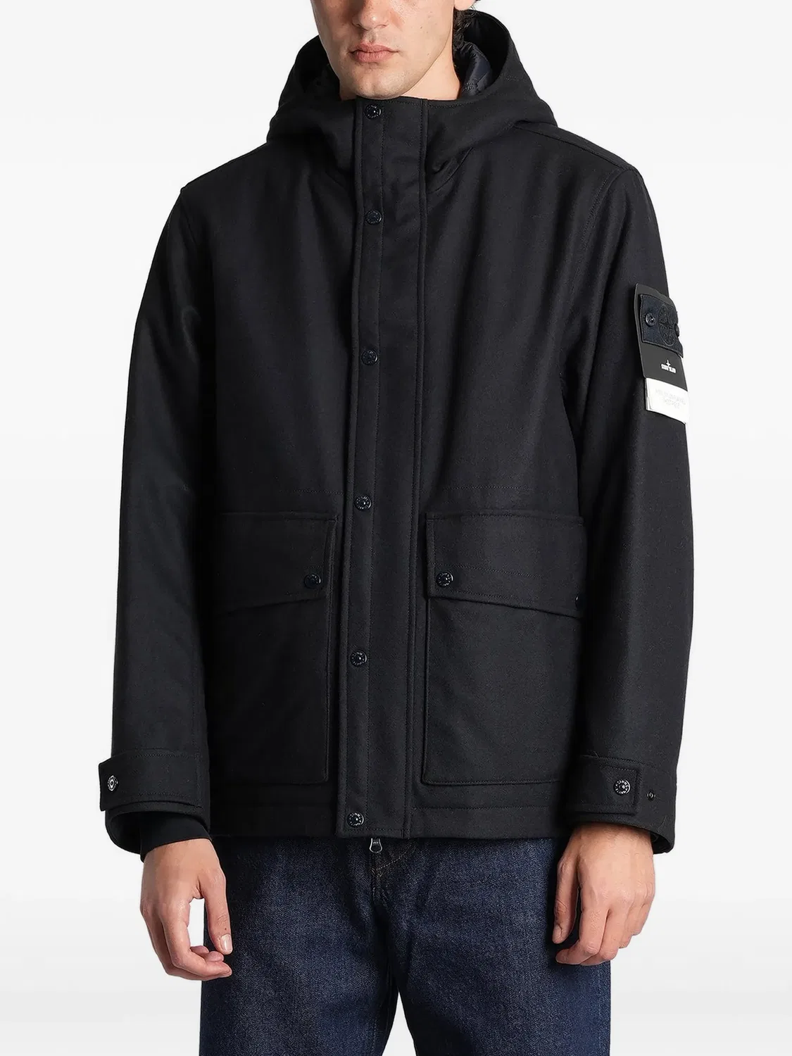 Куртка Ghost из шерстяной фланели Stone Island, черный