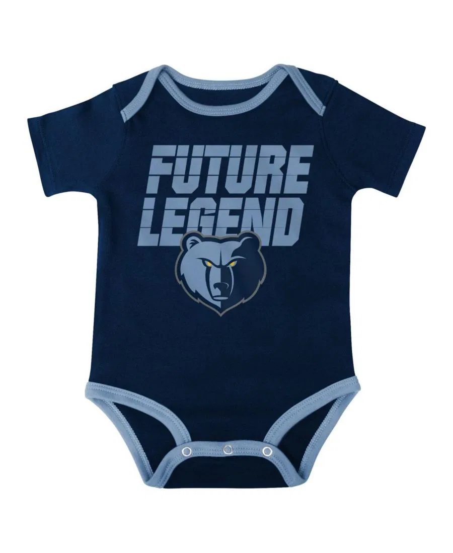 Комплект для малыша из боди, худи-футболки и шорт с принтом Memphis Grizzlies Outerstuff, Navy Light Blue — фото 2