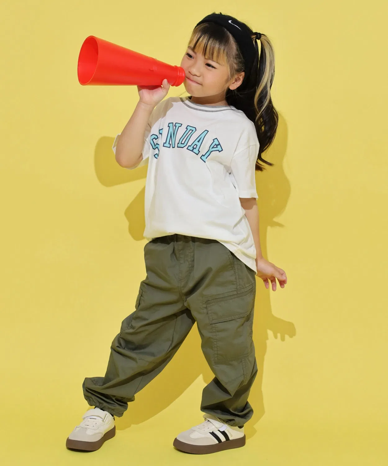Детская футболка с принтом Line Rib Print Tシャツ KIDS FUNALIVE, Белый