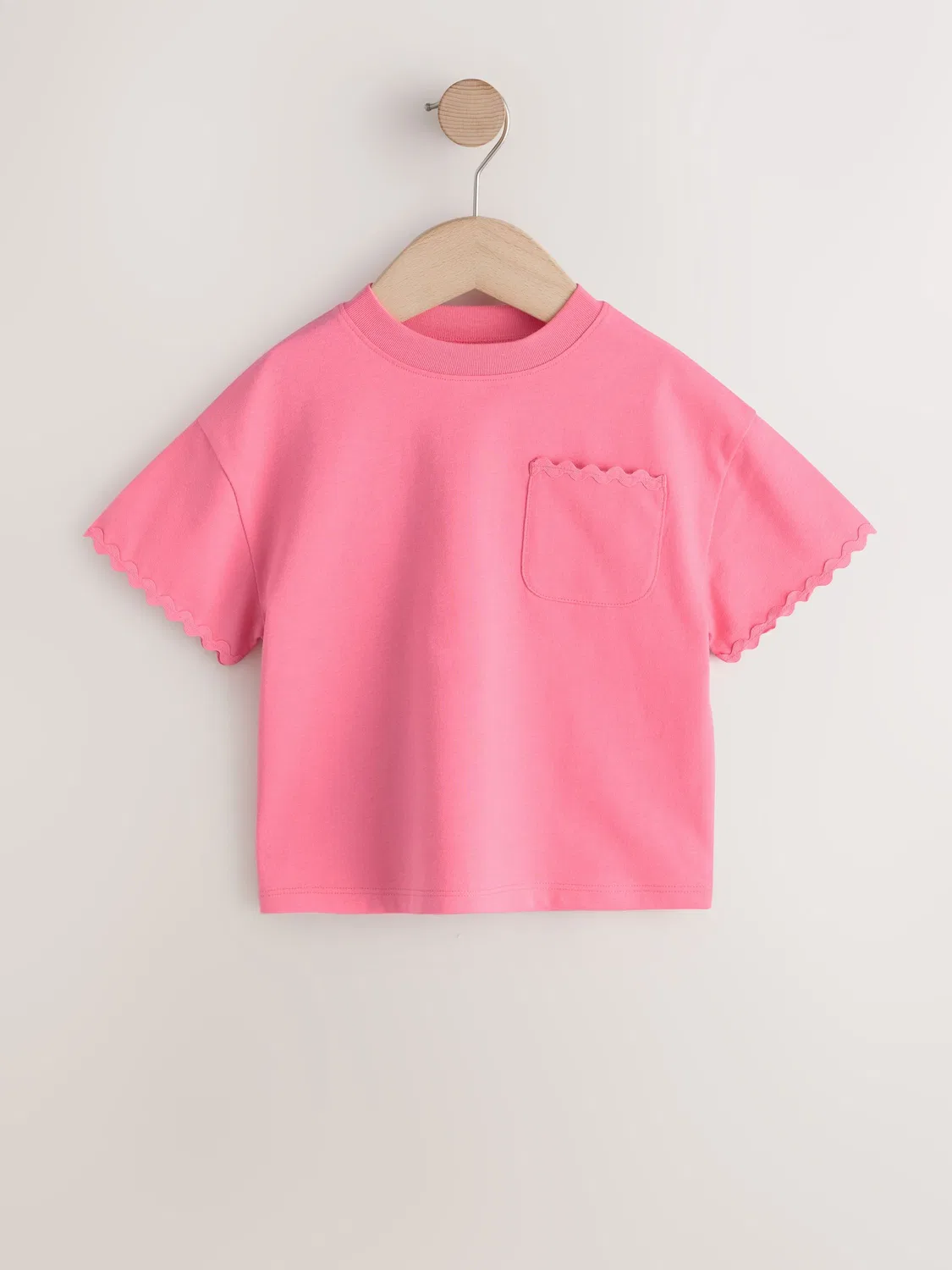 Футболка свободного кроя с отделкой рик-рак, Pink Short Sleeve Ric Rac Trim T-Shirt Next, розовый — фото 4