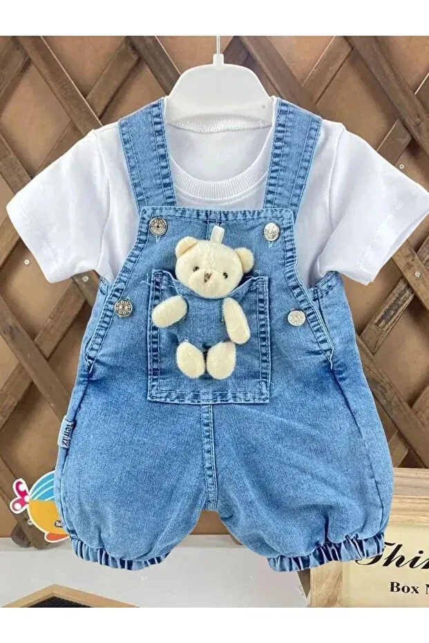 Детский джинсовый комбинезон для новорожденных с принтом Our Cheerful Babies Toy Necix'S, Blue