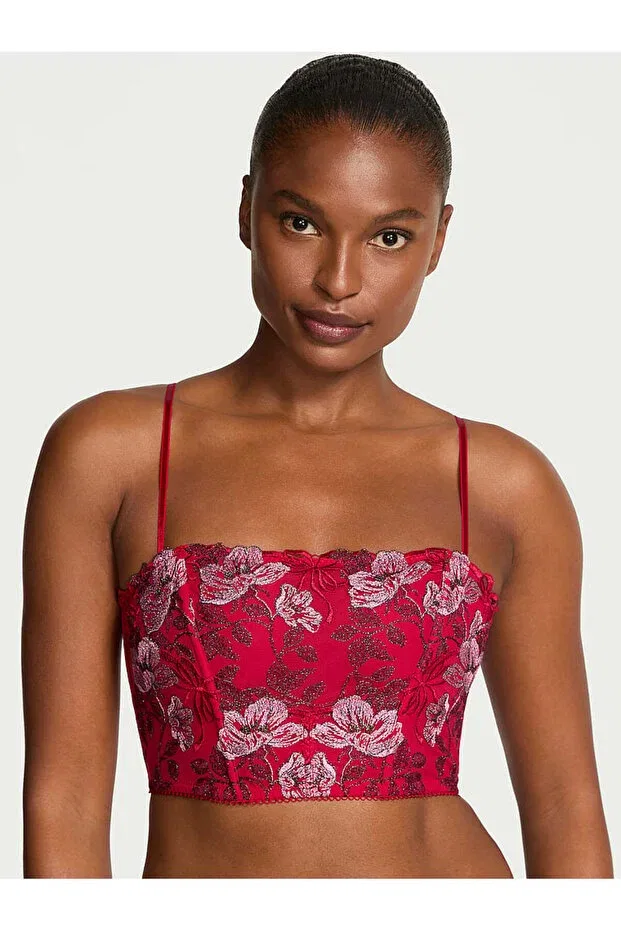 Женский топ-бюстье с цветочным принтом Victoria'S Secret, Red Flower Embroidered