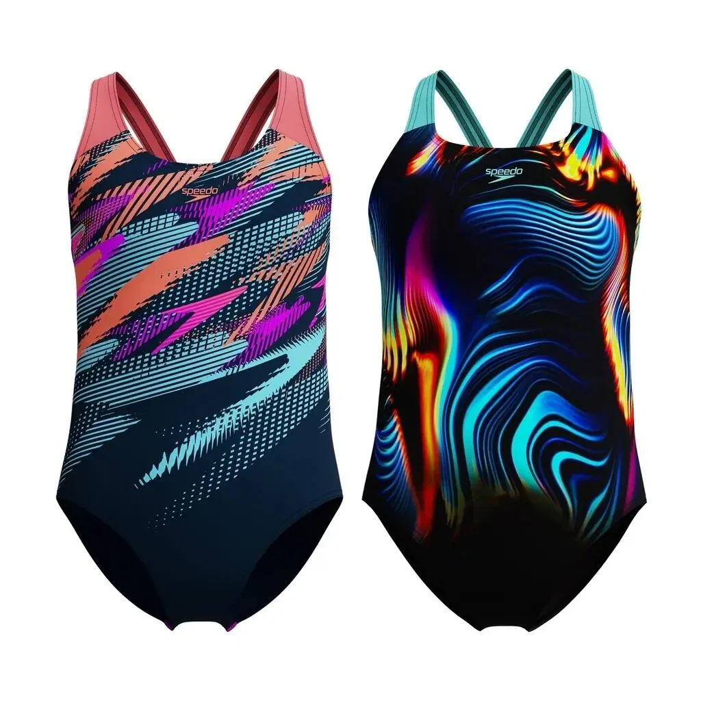 Детский купальник для девочек с принтом Digital Placement Splashback Speedo, Blau Violett