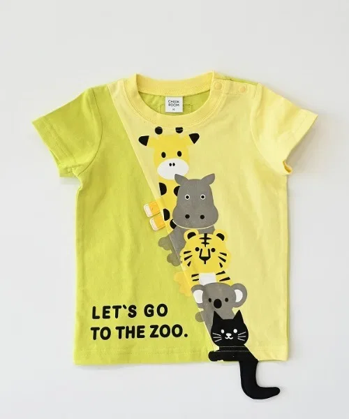 Детская футболка с принтом Animals CHEEK ROOM, Light Green
