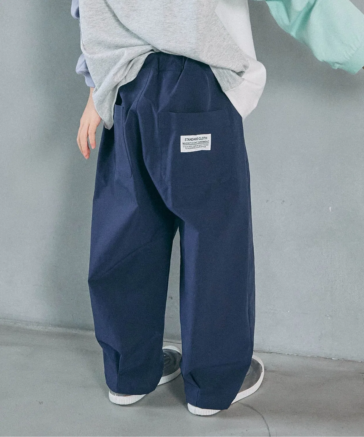 Детские брюки прямого кроя с защипами BREEZE, Navy