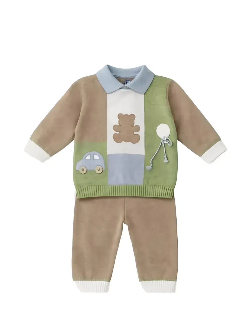 Вязаный свитер с мишкой тедди Intarsia Colorichiari, бежевый