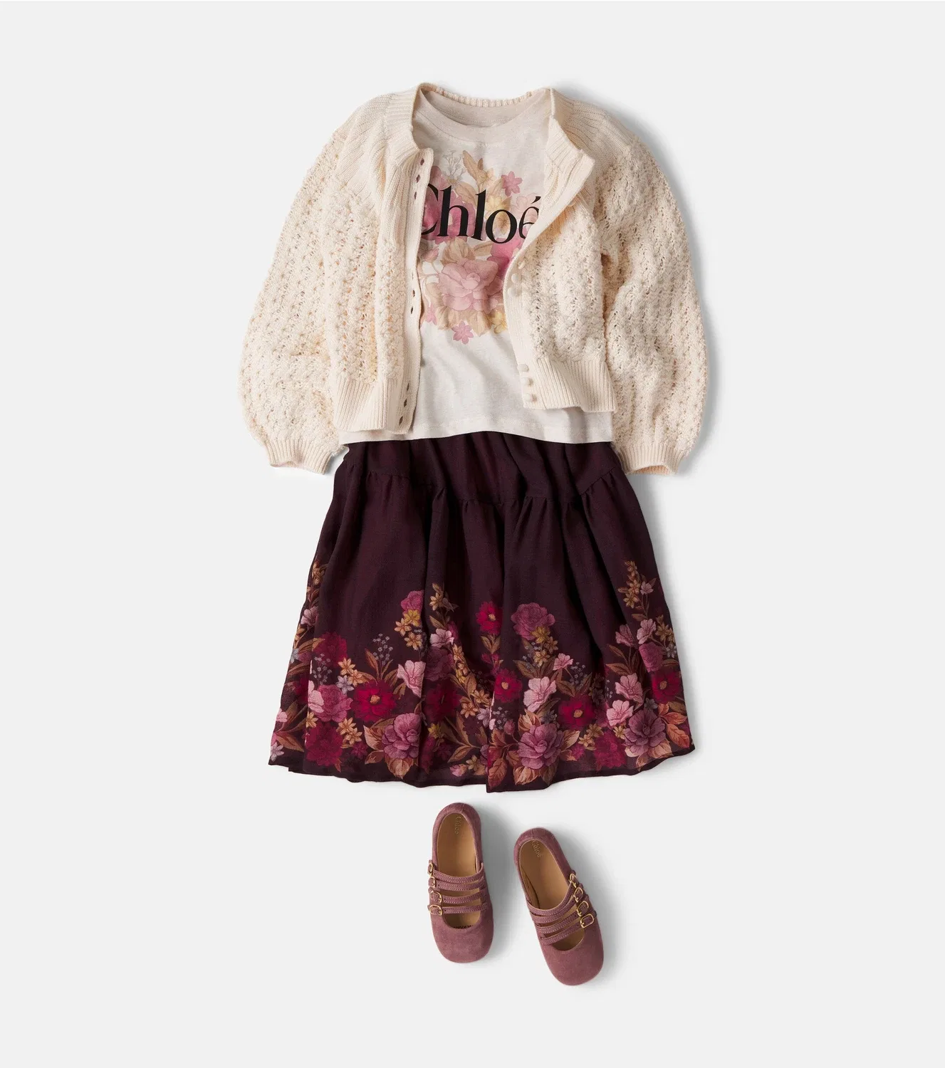 Кардиган хлопковый с пуговицами Chloé Kids, белый — фото 2
