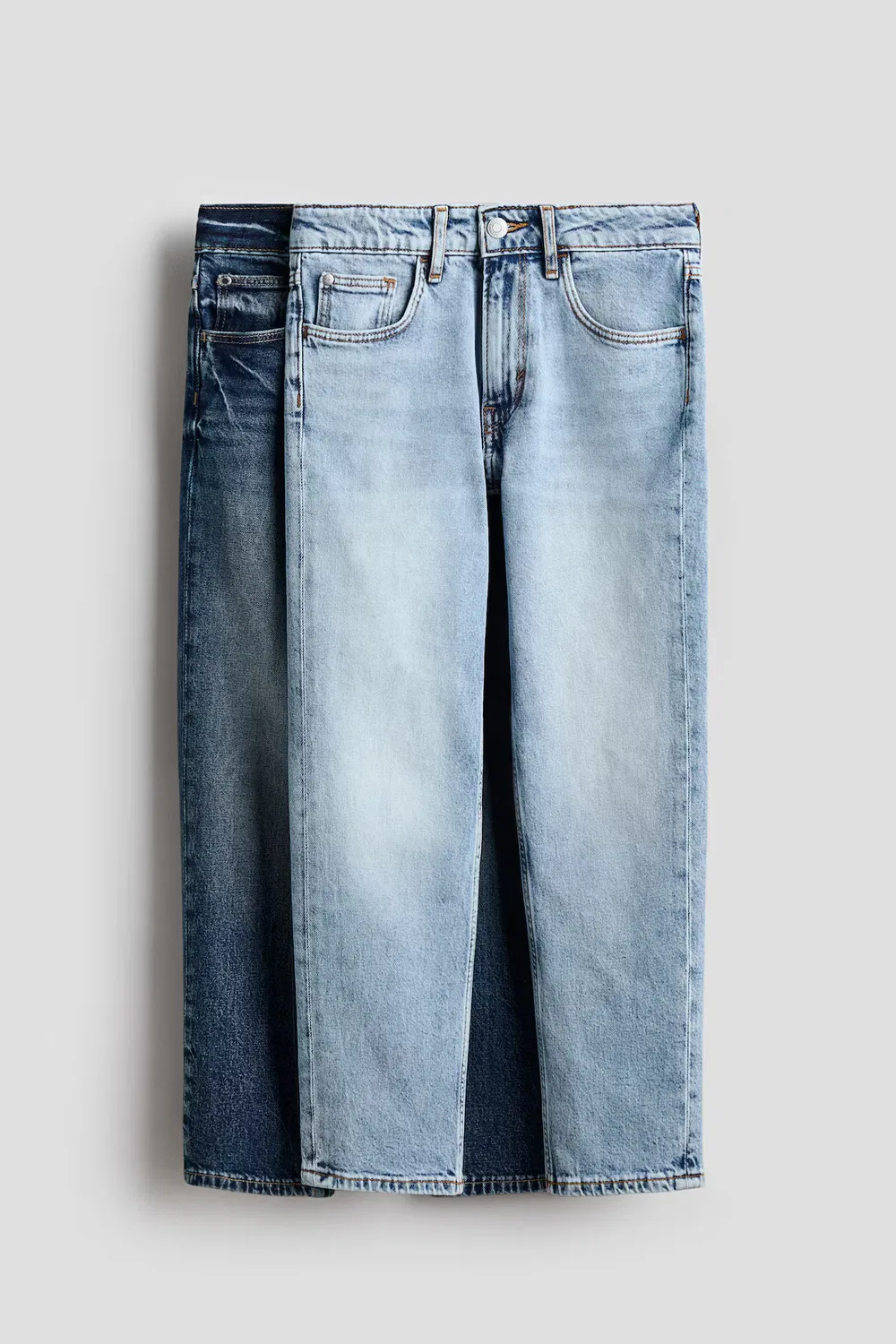 Комплект из 2 удобных эластичных джинсов свободного кроя H&M, Helles Denimblau/Denimblau
