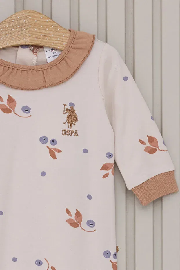 Детский комбинезон для девочек с длинным рукавом U.S. Polo Assn., Beige Melange — фото 2