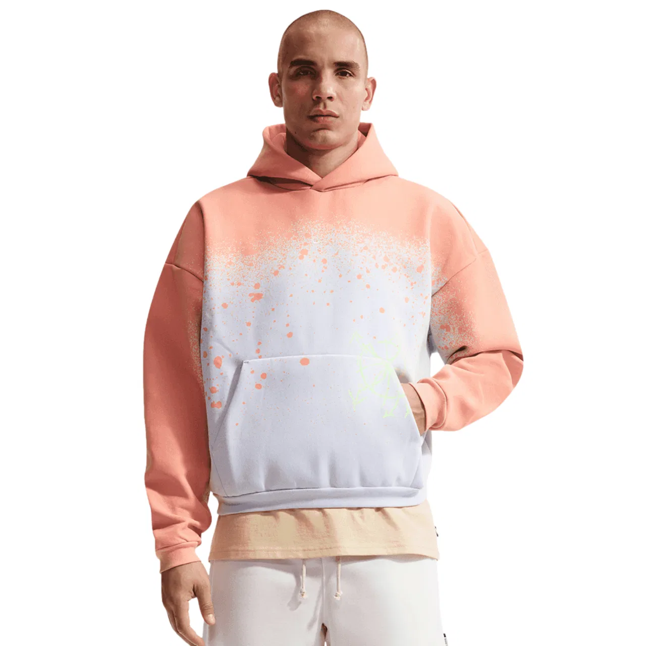 Мужское худи Hours TF Standard Issue Pullover Nike, цвет Grey/Orange Pulse/Pale Ivory