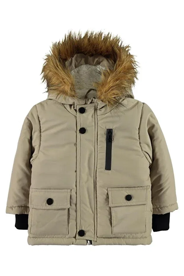 Детское зимнее пальто для девочек с капюшоном Fur-Trimmed 6-18 months coat Civil Baby, Beige