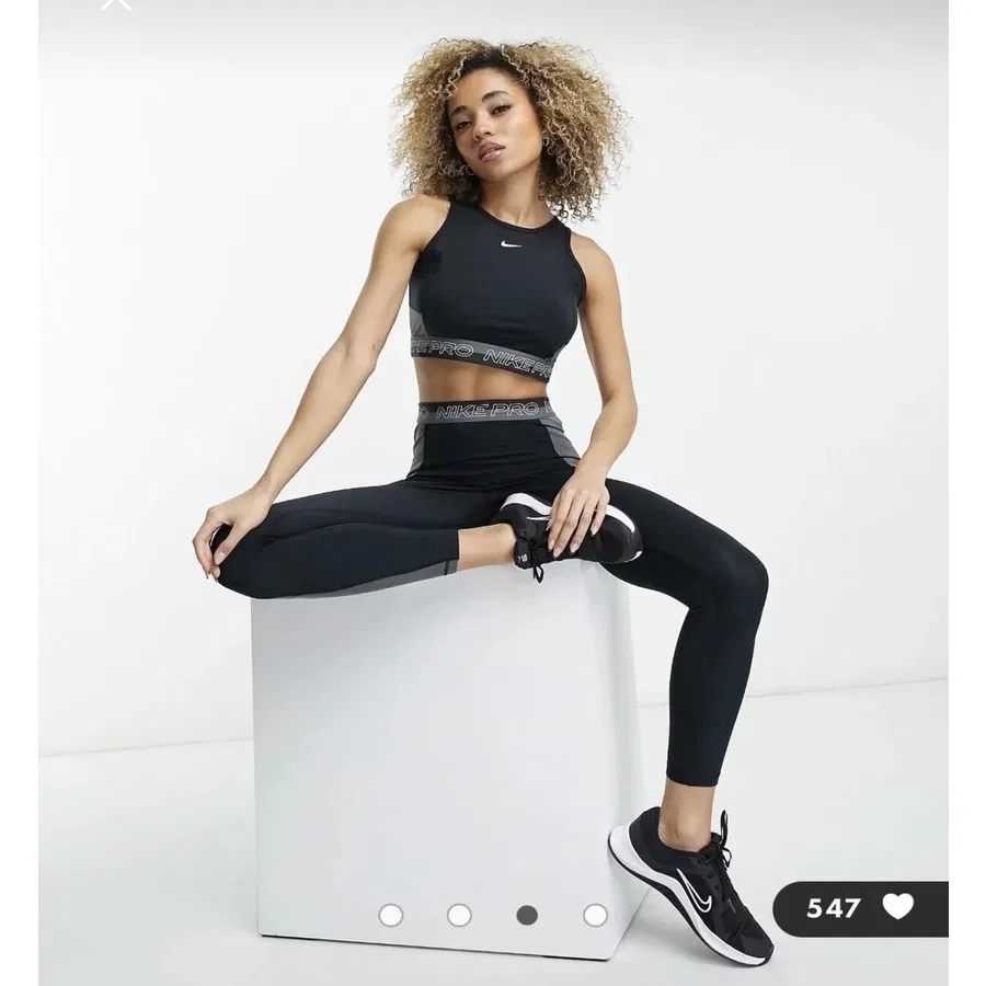 Женский спортивный топ Nike Pro Dri-Fit Cropped Training, Черный — фото 4