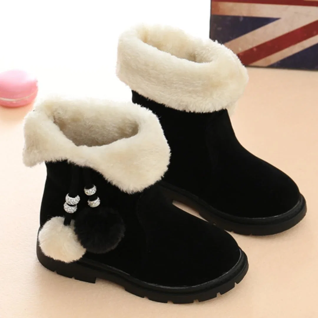 Детские зимние сапоги для девочек с мехом Princess Mid Calf Booties Canyoule, Black&white — фото 3