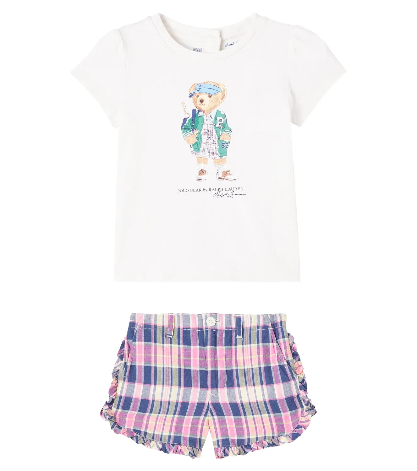 Комплект из футболки и шорт Baby Polo Bear из хлопка Polo Ralph Lauren Kids, белый