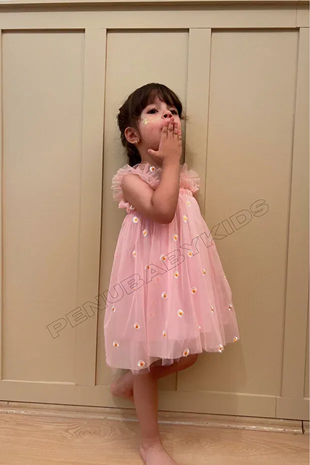 Детское платье для девочек с цветочным принтом Elisa Penu Baby Kids, Pink — фото 2