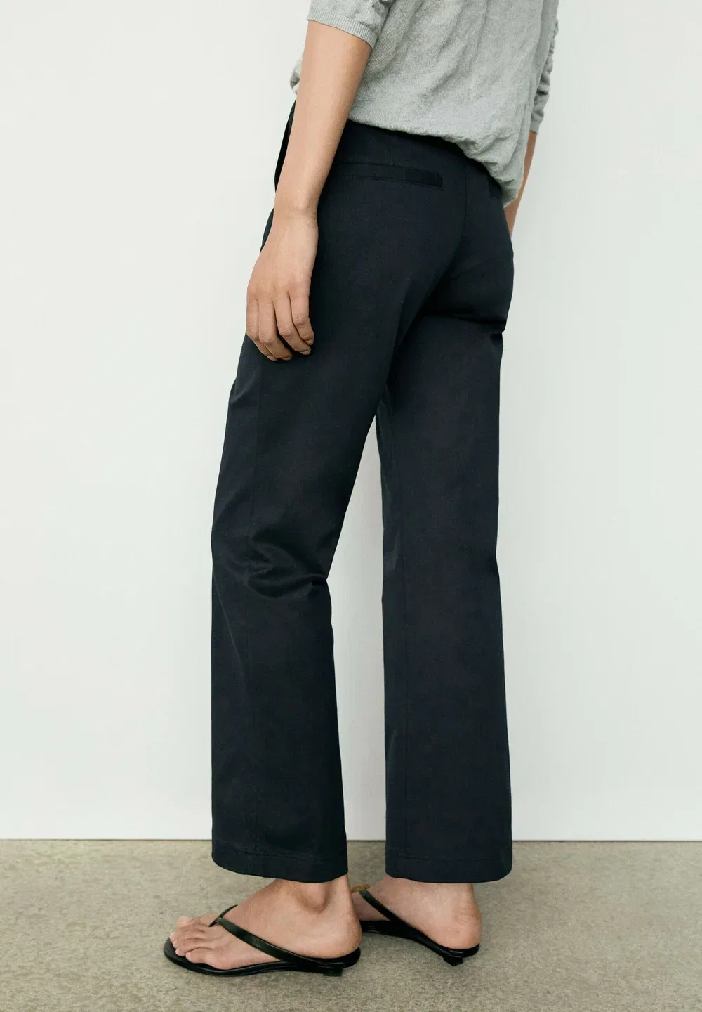 Брюки-Клеш из эластичной хлопковой смеси Massimo Dutti, Dark Blue — фото 3