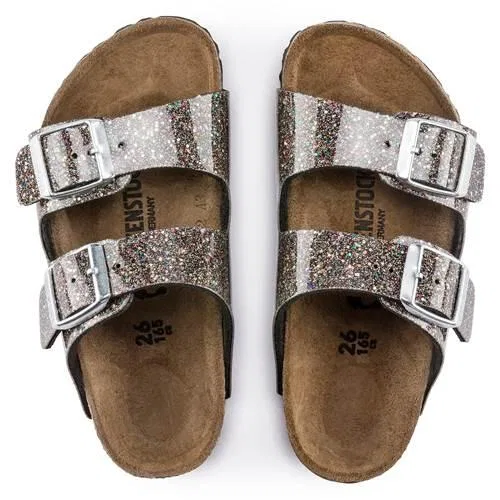 Детские сандалии-флипфлопы с двумя ремешками Arizona Birkenstock, Silver — фото 3