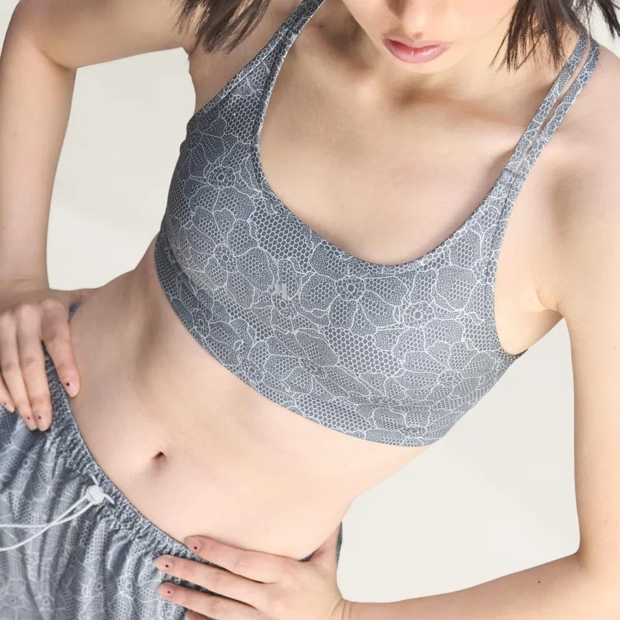 Женский спортивный бюстгальтер с принтом Running Printed Mini Crop Adidas by Stella McCartney, Серый — фото 3