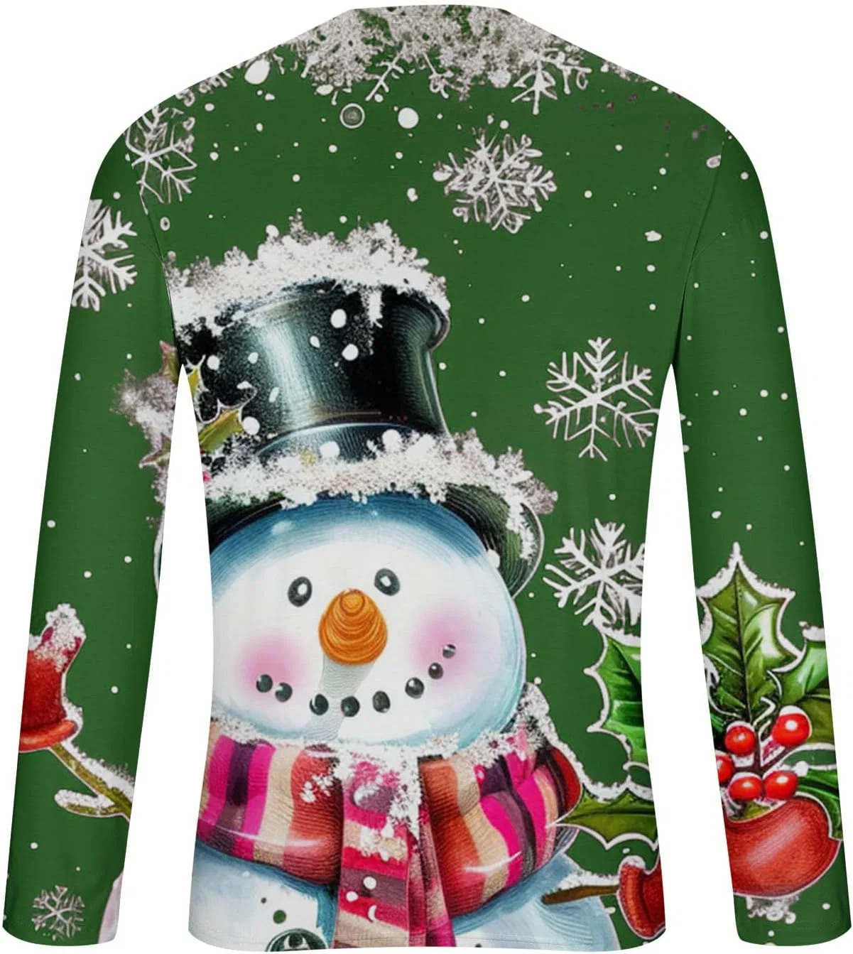 Мужская футболка с принтом снеговика Christmas Pullover, Green — фото 4