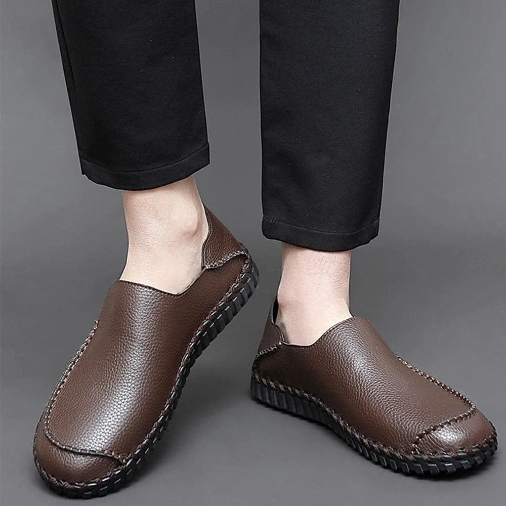 

Мужские лоферы Maylrvjv, слипоны, повседневные кожаные туфли, удобные мягкие гибкие обувь для вождения, на плоской подошве, коричневый