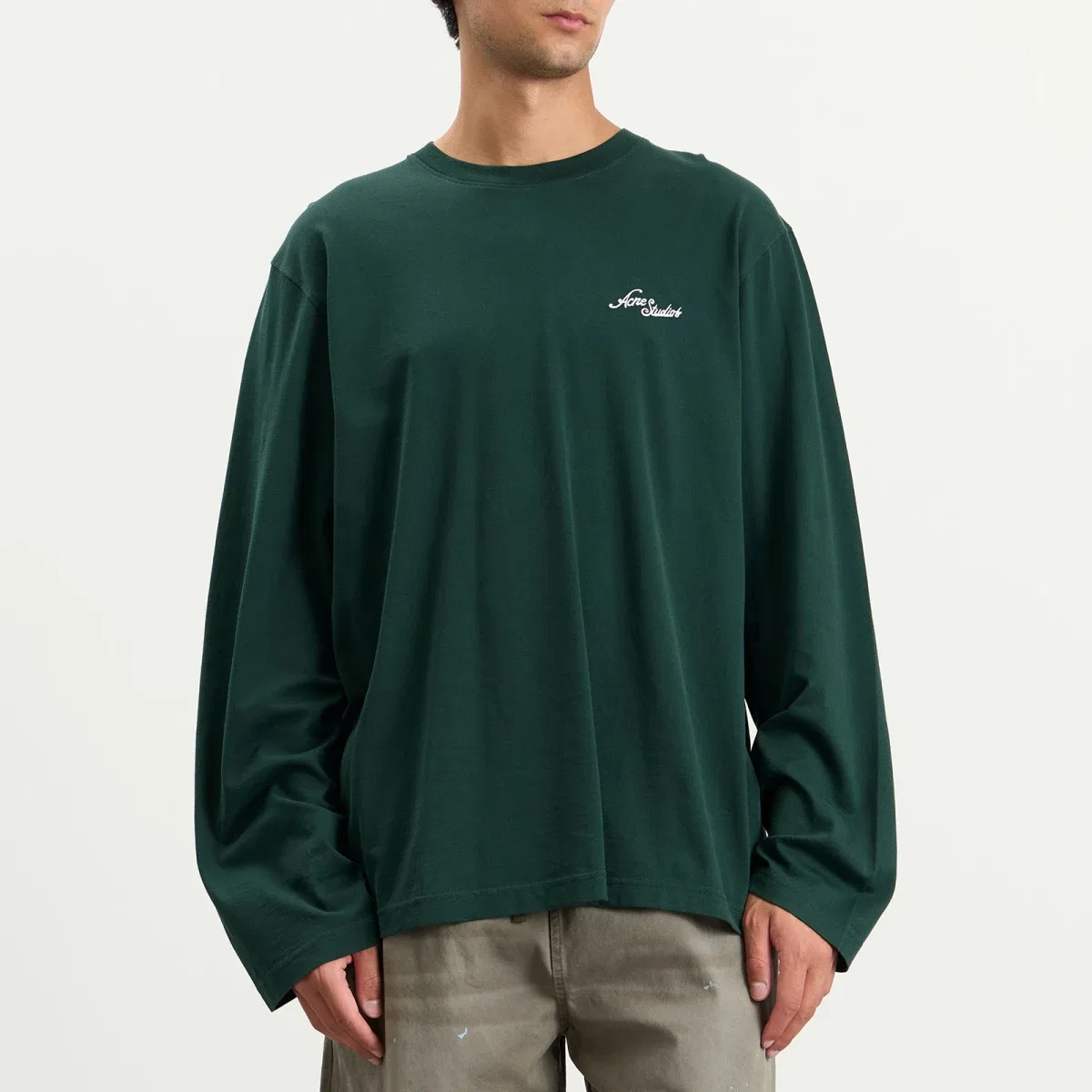 Лонгслив с вышитым логотипом Edden small venice logo Acne Studios, Dark Green — фото 2