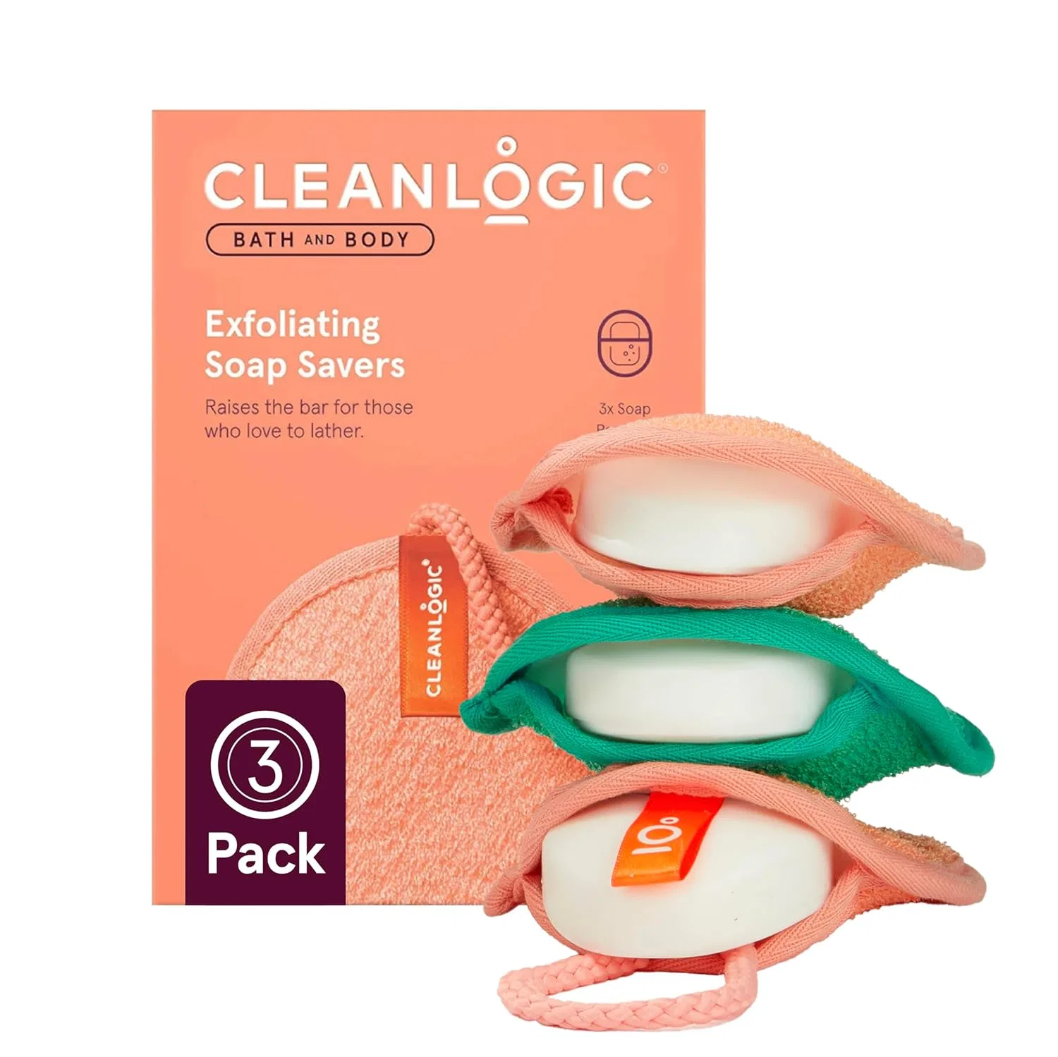 Пилинг-мешочки для мыла Bath & Body Peeling Soap Savers, набор 3 шт, Cleanlogic