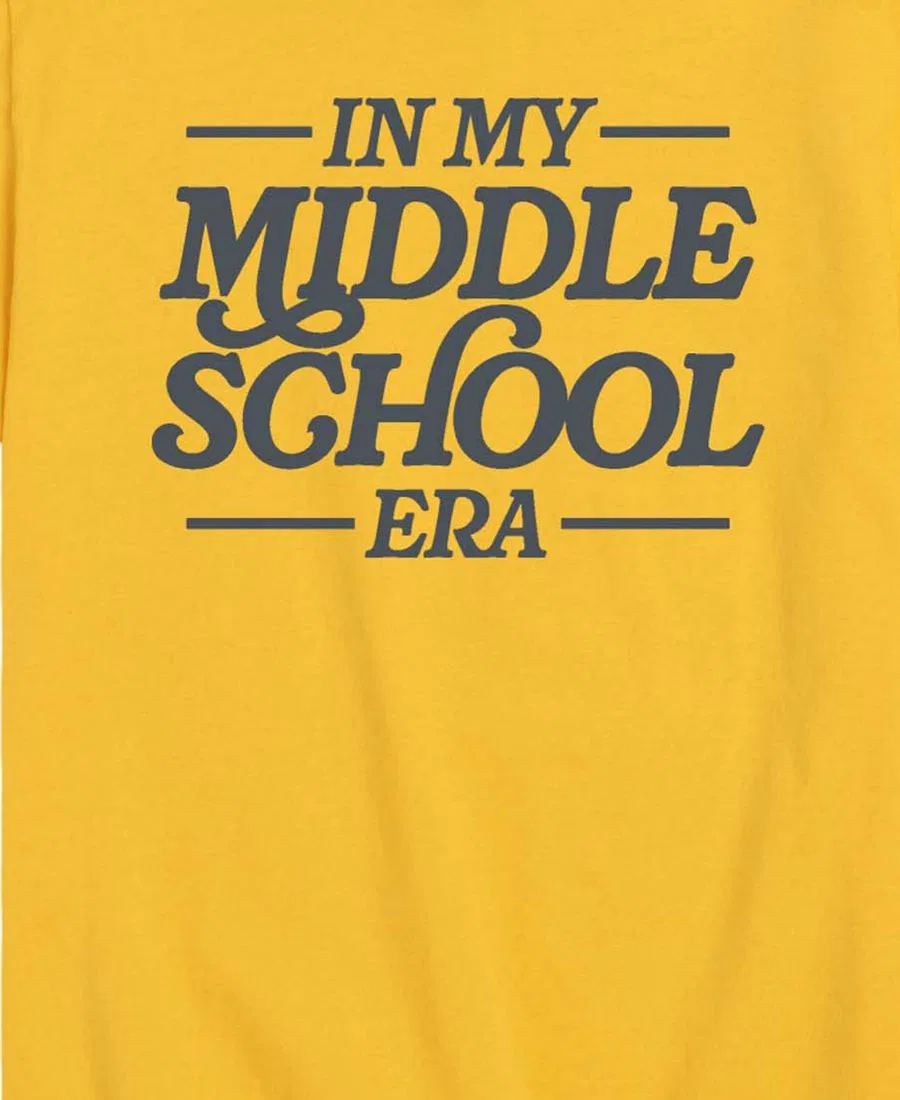 Футболка детская с коротким рукавом и принтом In My Middle School Era Hybrid, Yellow — фото 3