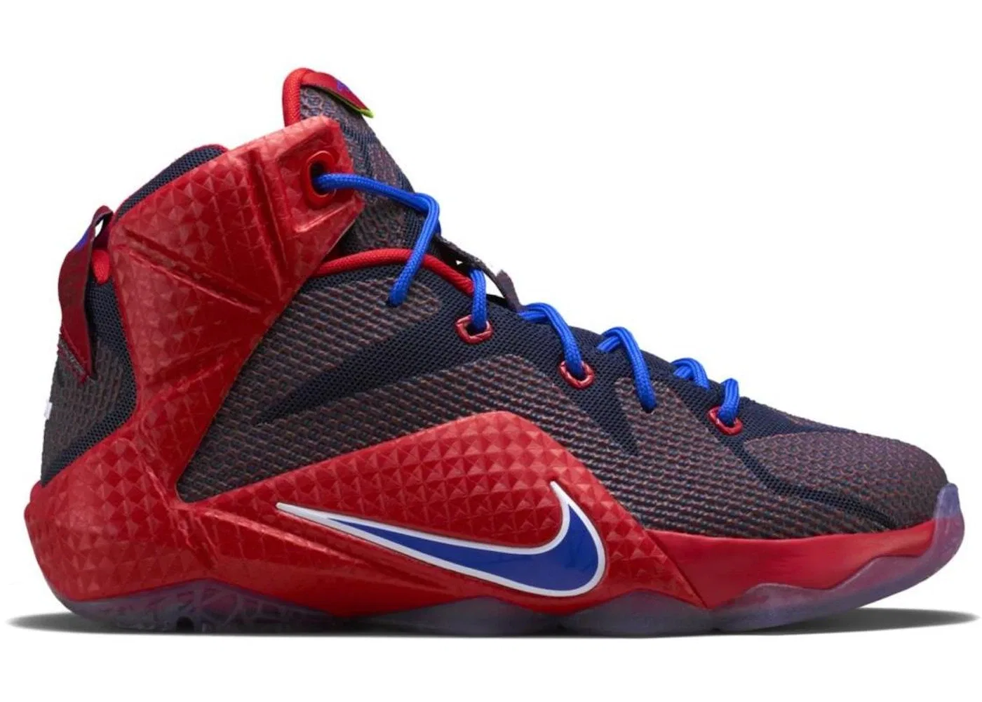Детские кроссовки для мальчиков с высокой посадкой Nike LeBron 12 Nike, University Red/Game Royal-Midnight Navy