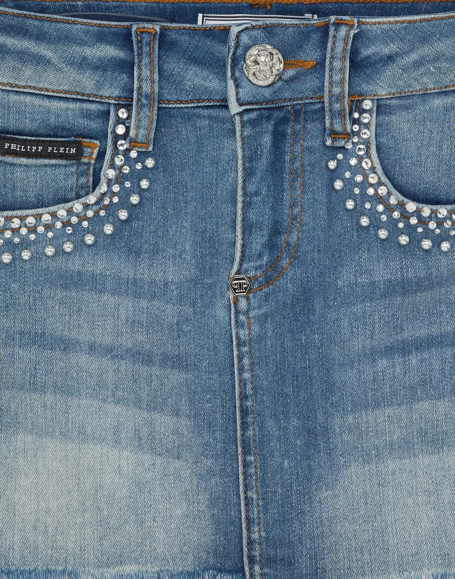 Юбка Philipp Plein из синей джинсовой ткани — фото 3