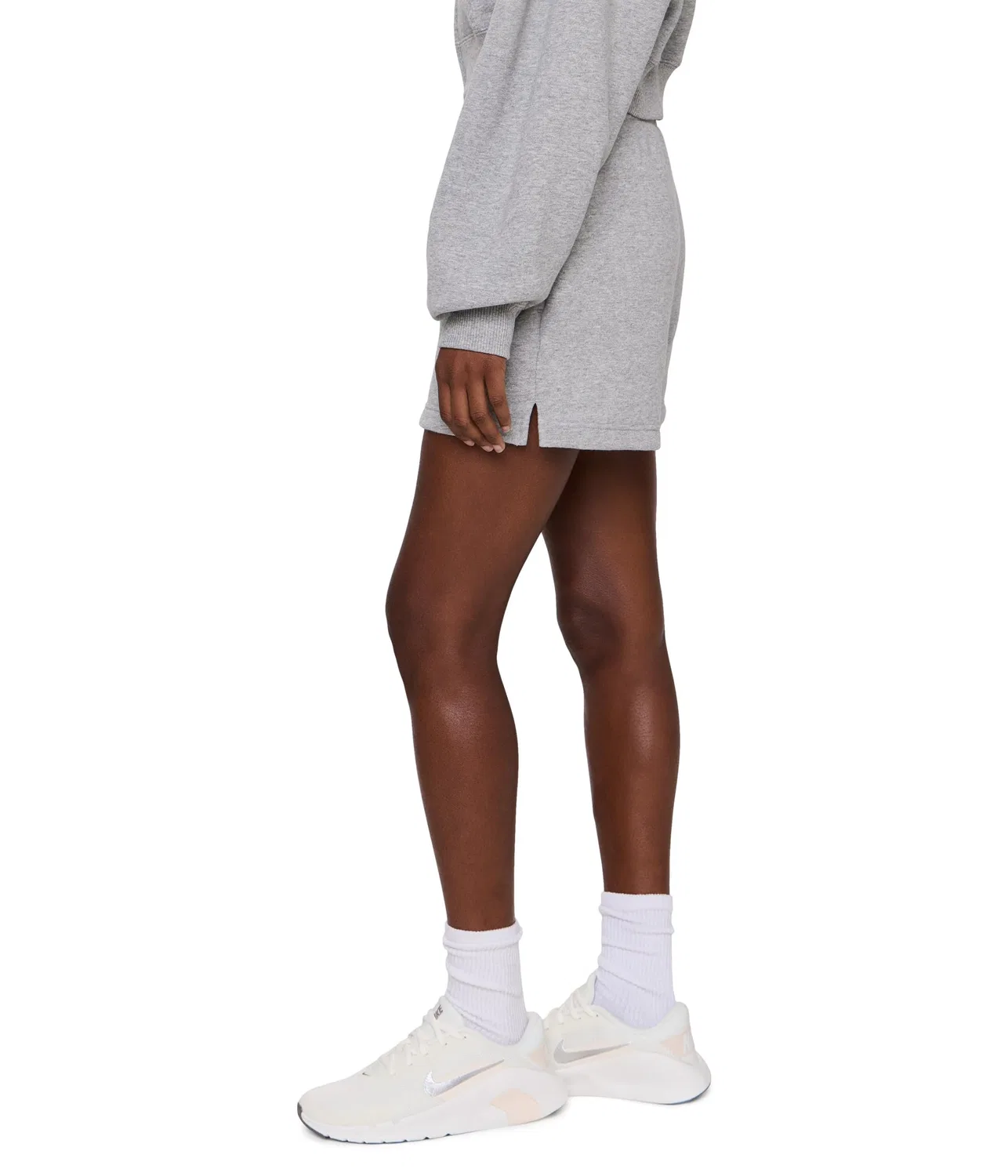 Шорты Studio Fleece Mid-Rise 4" Nike, Dark Grey Heather/Sail — фото 3