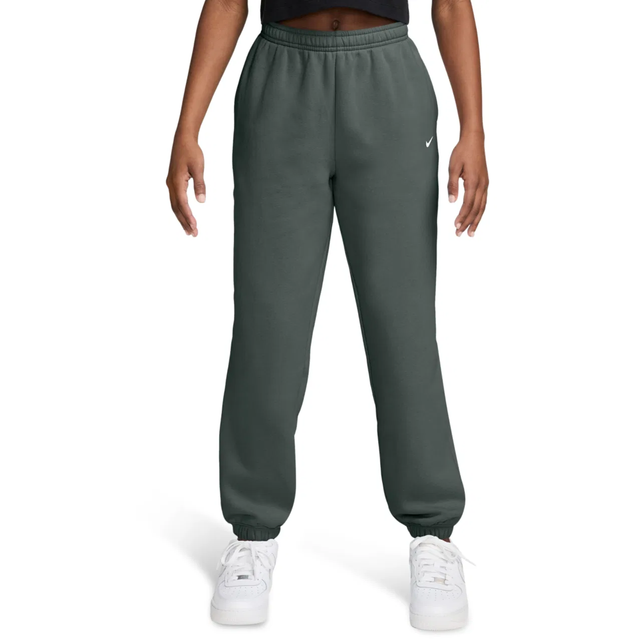 Детские штаны для девочек из флиса свободного кроя Studio Fleece Loose Nike, белый/зеленый