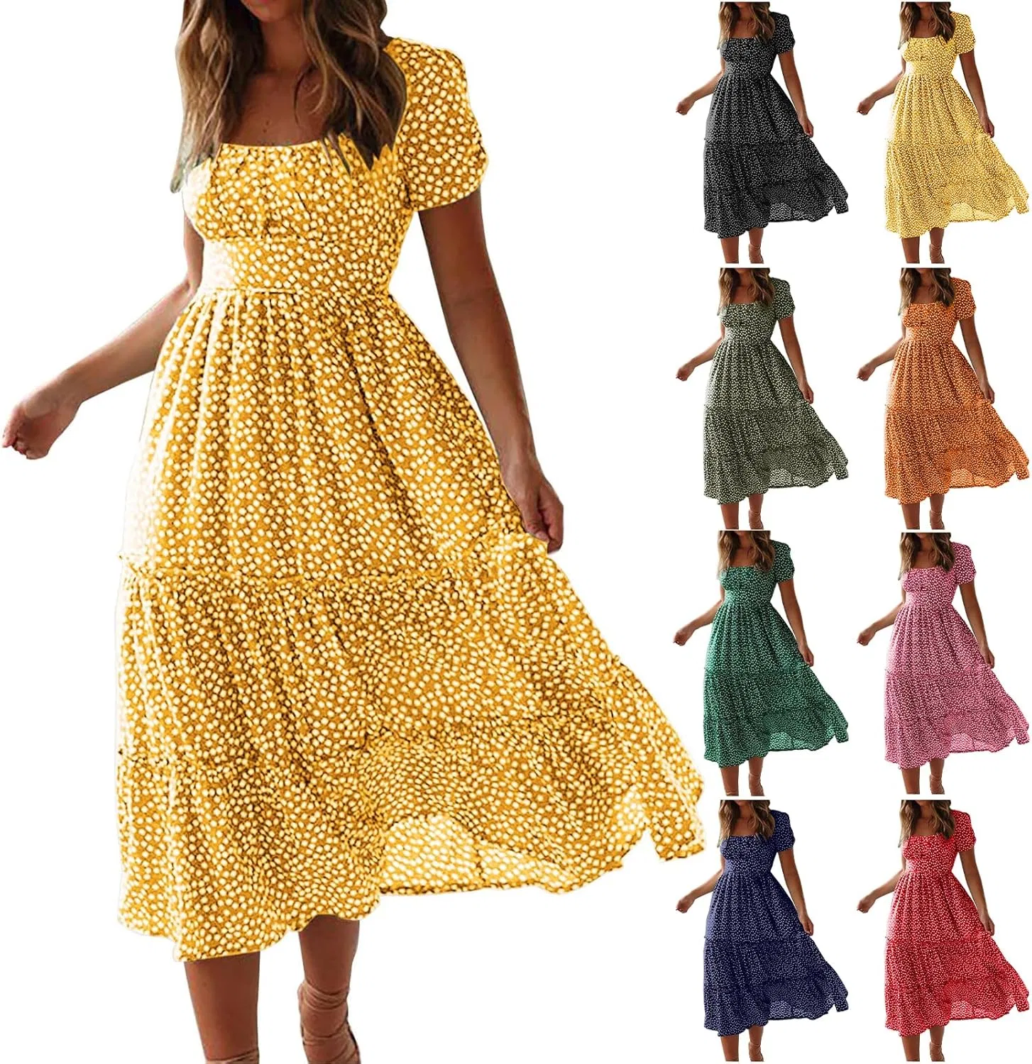 Женское пляжное платье в горошек Polka Dot Maxi, Yellow