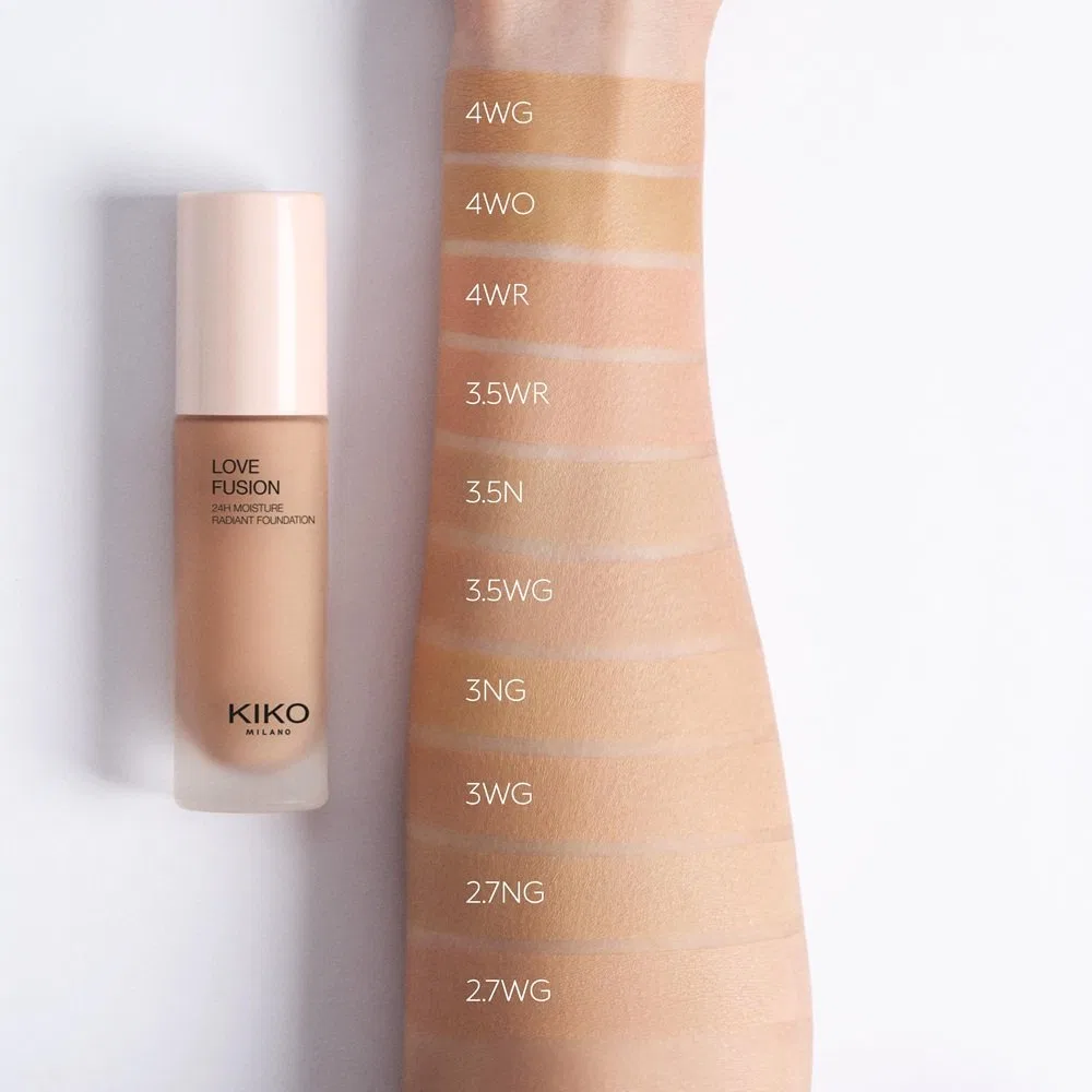 Тональный крем KIKO Milano Love Fusion 24H Moisture Radiant Foundation 30 мл, оттенок 3WG Warm Gold — фото 2