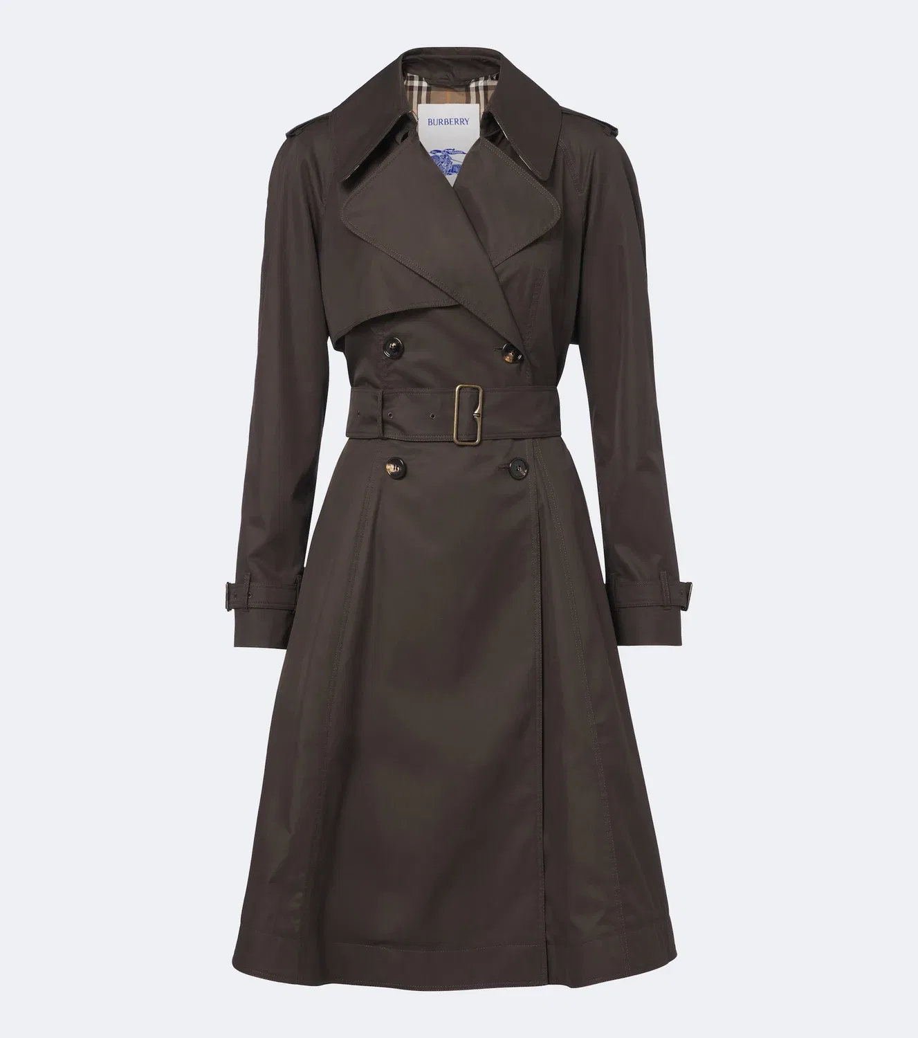 Тренчкот из хлопкового габардина Burberry, коричневый