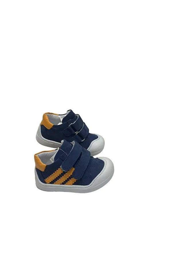 Детская ортопедическая обувь с липучкой Pappikids, Navy Blue-Orange — фото 2