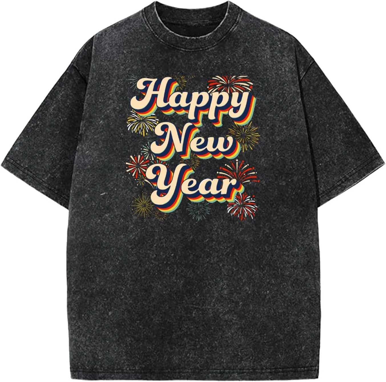 Мужская футболка с принтом Happy New Year 2026 Shirt-004, Wash Black