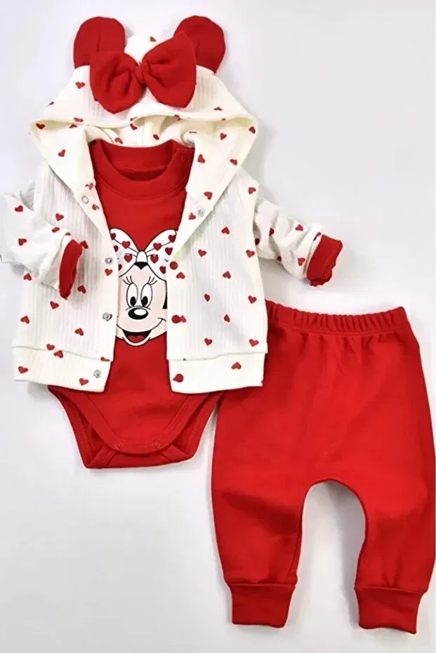 Детский комплект для новорожденных с принтом Pjishop, Red And White — фото 2