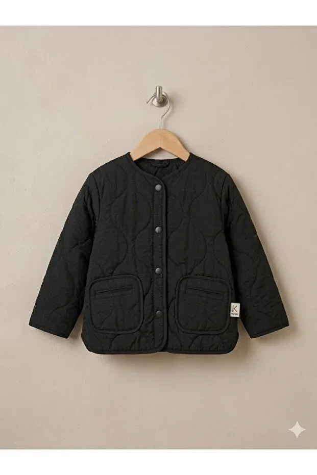Стеганая куртка для девочек Motebarn, черная, 2-7 лет Motebarn Wear — фото 3