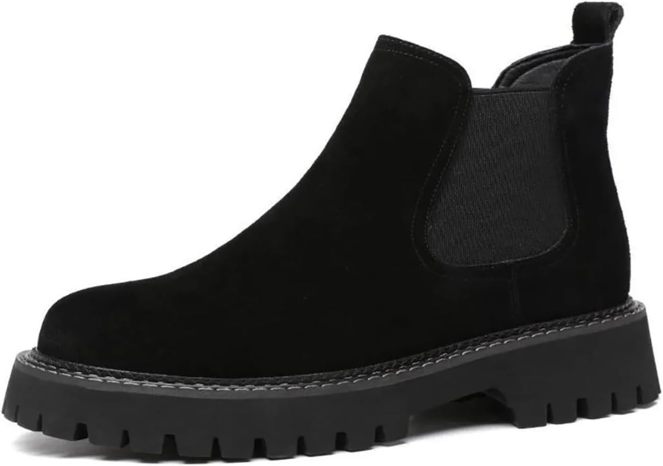 

Мужские замшевые ботинки на платформе с массивным каблуком Chelsea NXNBHSL, винтажные с округлым носком, на нескользящей резиновой подошве, удобные повседневные, для работы, бизнес-вечеринок и короткие платья, черный