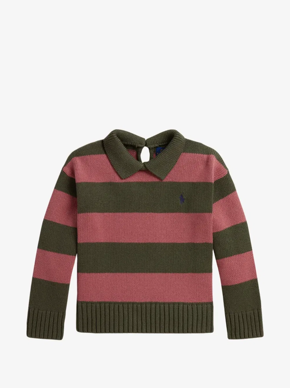 Полосатый свитер с воротником POLO RALPH LAUREN KIDS, зеленый