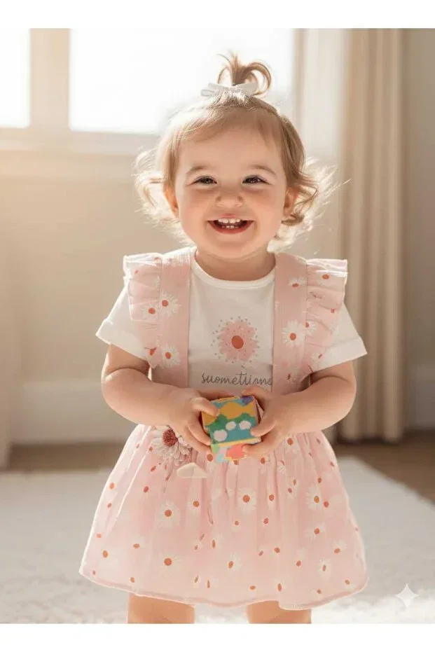 Детский комплект для новорожденных с цветочным принтом Pink Daisy Floral Print Moda, Pink — фото 2