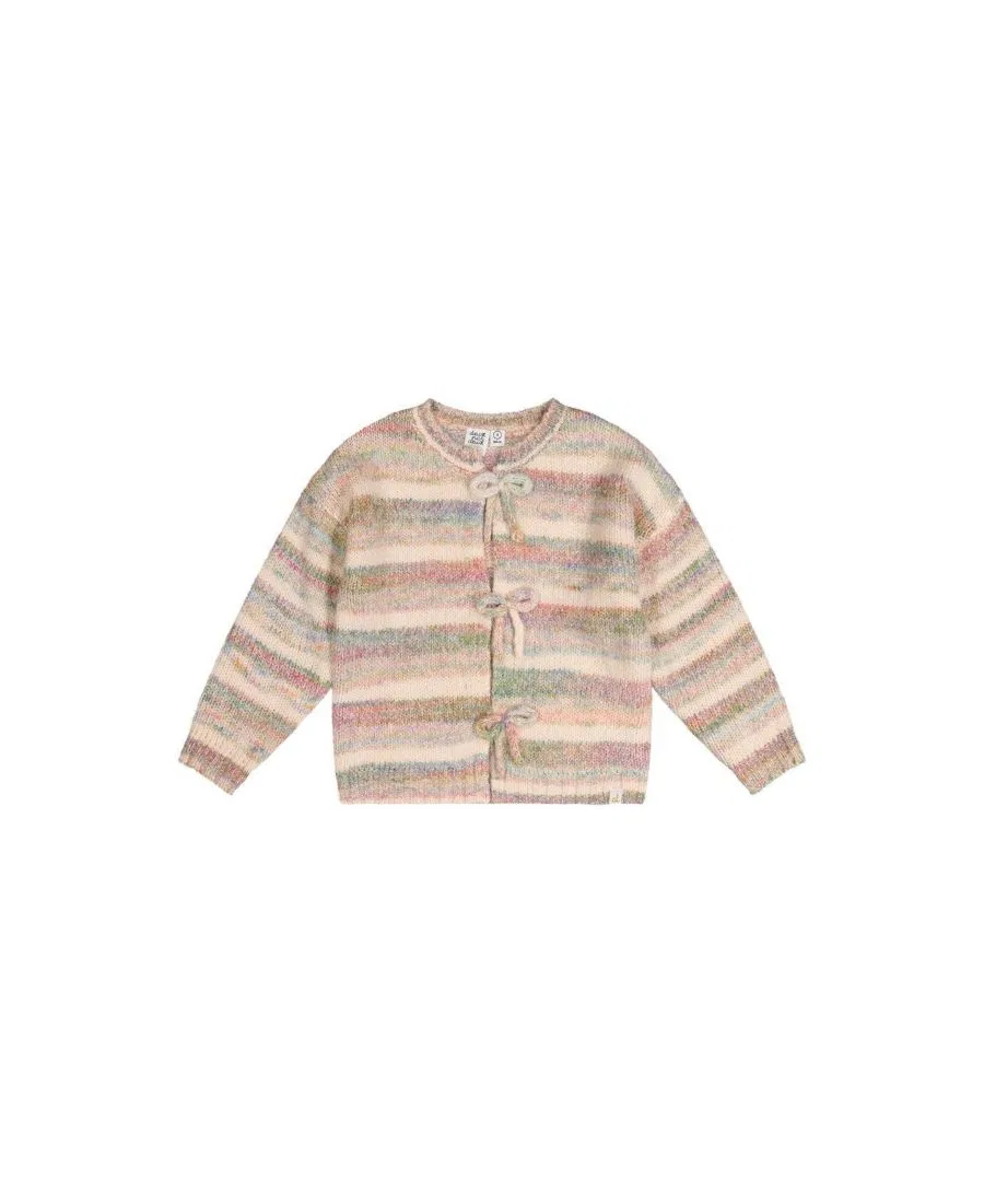 Вязаный кардиган с принтом в полоску, модель Soft Poetry Deux par Deux, Mauve And Blue Knitwear