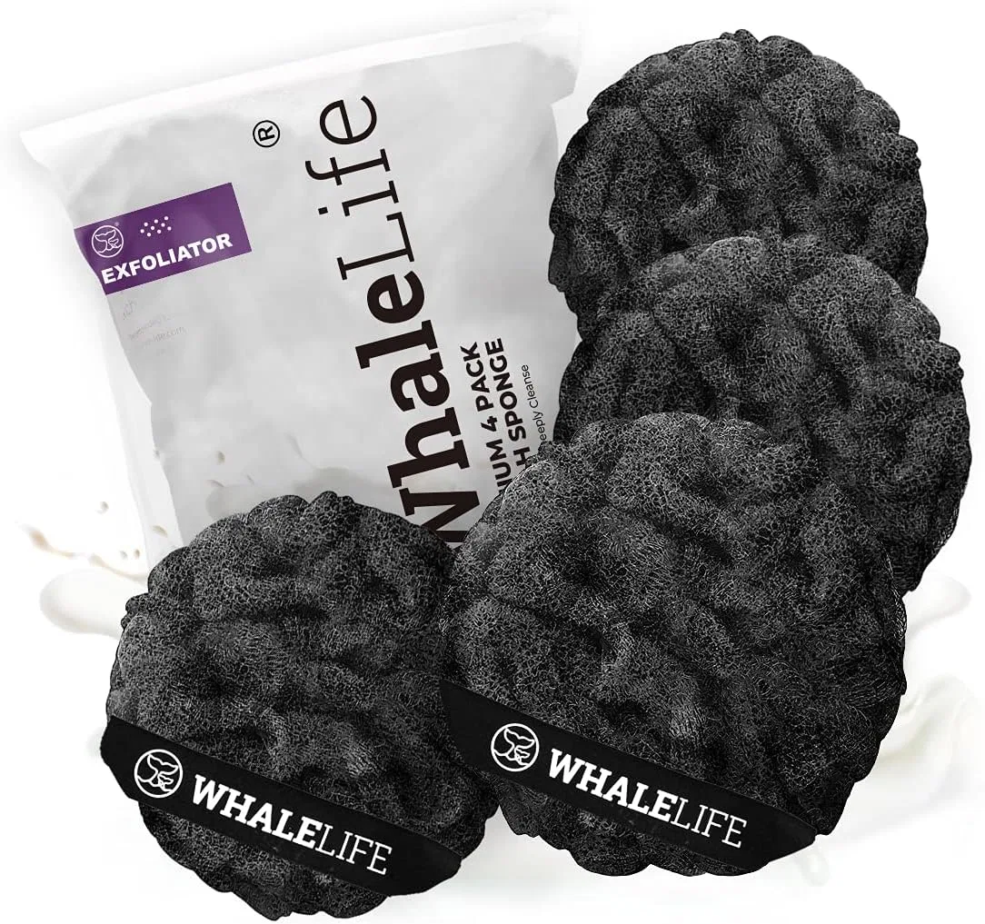 Мочалка для душа, полиэтилен, 4 шт, 60 г, Black Whalelife